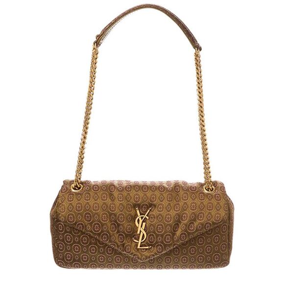 Saint Laurent Calypso Jacquard Shoulder Bag, Brown - Picture 1 of 5